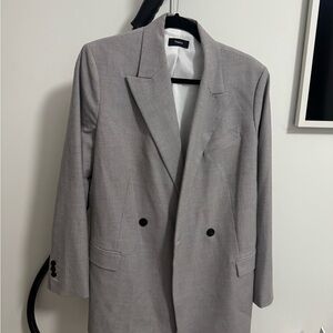Theory Double-Breasted Gray Blazer